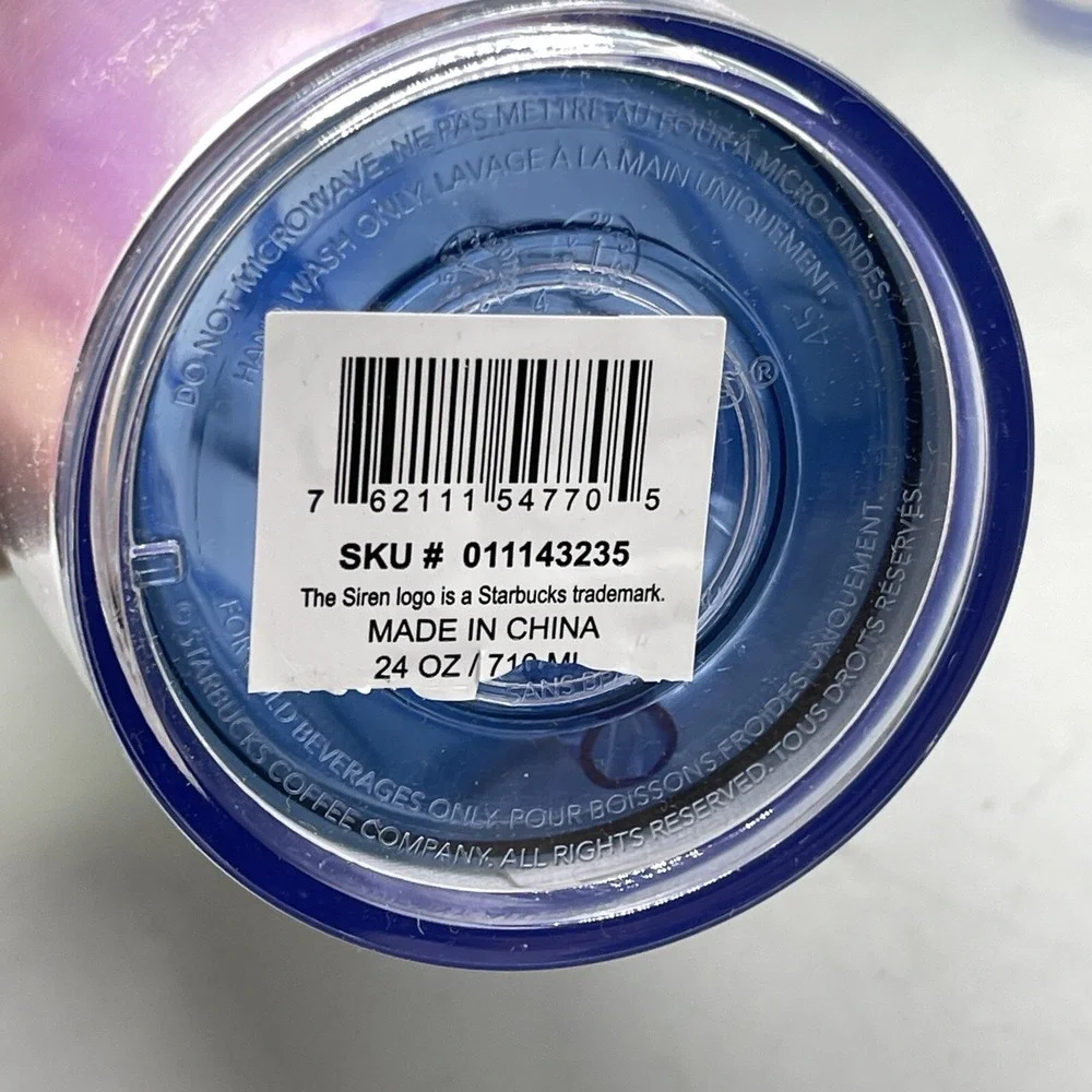 Starbucks Cold Cup Tumbler 24oz Pink‎ Iridescent Blue Dome Venti 2023 Dichroic